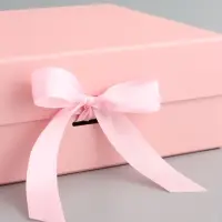 Коробка подарочная с бантом складная 29 х 22 х 10,5 см Розовая
