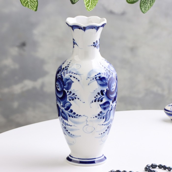 Ваза цветов, сухоцветов &laquo;Оля&raquo;, 27 см, фарфор, гжель