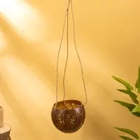 Подсвечник подвесной из кокоса, 9-12 см, коричневый