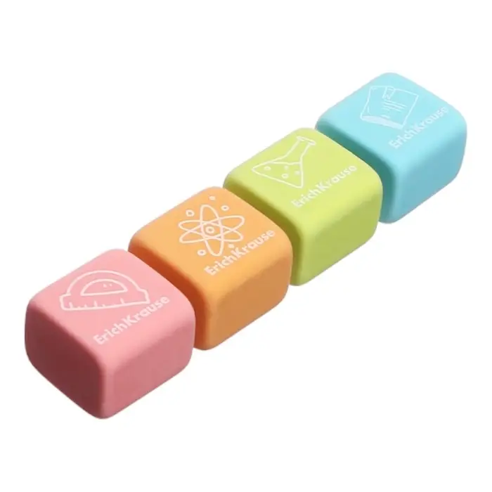Ластик ErichKrause "School cube", 22 х 22 х 17 мм, синтетика, микс