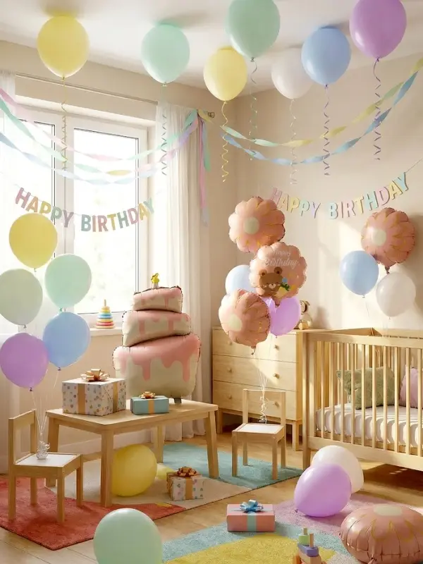 Воздушные шары "Розовый тортик" фольга, латекс, набор 12 штук