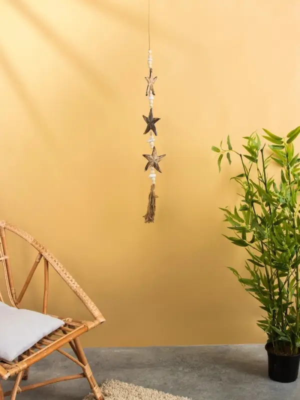 Подвеска декоративная &laquo;Звёздочки&raquo;, 13&times;3&times;100 см, дерево, камень, коричневая