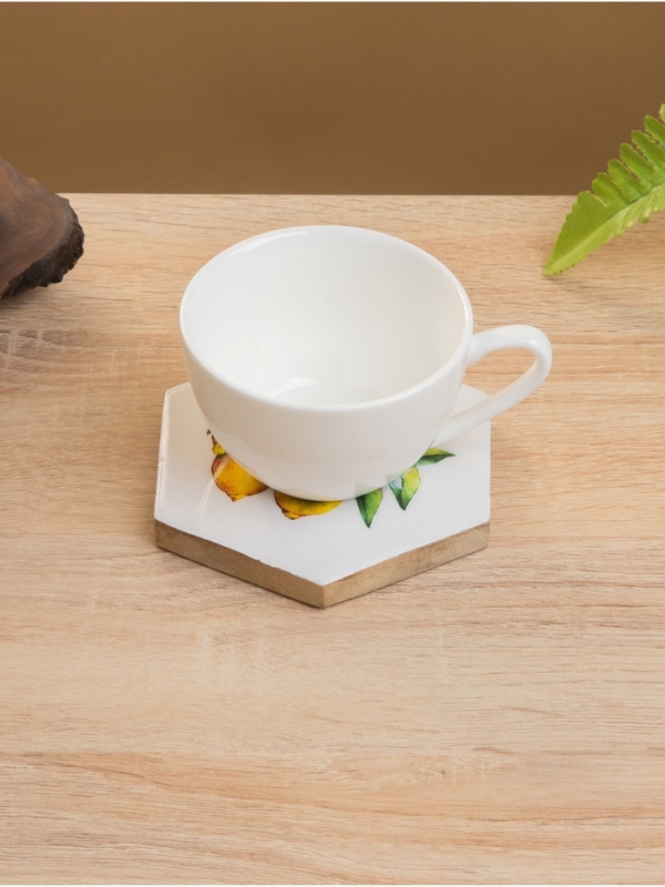 Подставка под горячее (набор 4 шт) "Лимоны" дерево манго 15х13х5 см