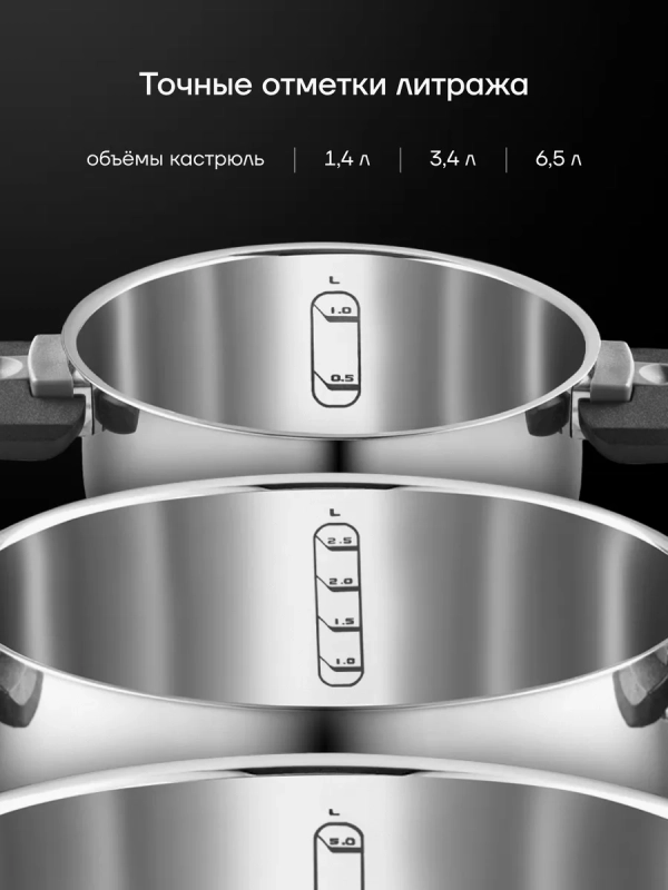 Набор кастрюль MasterKeep со складными ручками 6 предметов