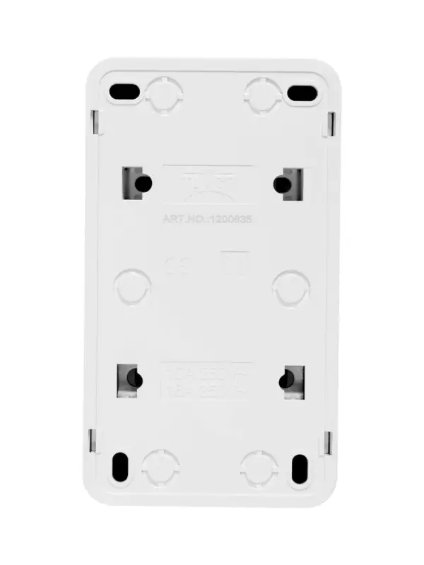 Выключатель с розеткой вернтикальный TANGO, 16 А, 2 клавиши + розетка, IP 20, открытой проводки с за