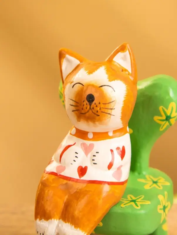 Сувенир дерево "Спящий котик на стуле" 4х5,5х7,5 см