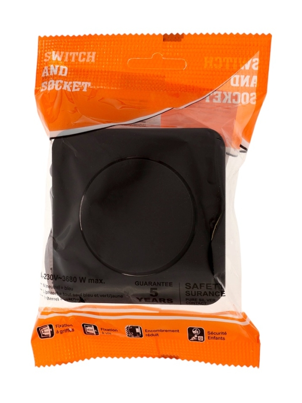 Выключатель, серия "Circular", 10 А, 1 кл., скрытый, черный