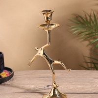 Подсвечник на 1 свечу "Люмьер" на конусе 14х6,5х23 см, латунь, цв. золото