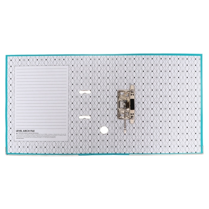 Папка-регистратор А4, 75 мм, Calligrata, ПВХ, металлическая окантовка, карман на корешок, собранная, бирюзовая