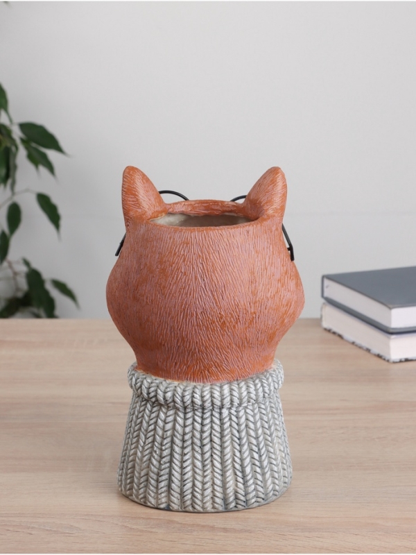 Ваза керамика настольная "Лиса в очках" 14х14х22 см