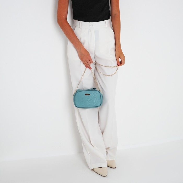 Сумка кросс-боди на молнии, цвет голубой