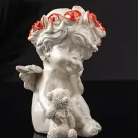 Фигура "Ангел с мишкой большой", 13х8х7 см, перламутр