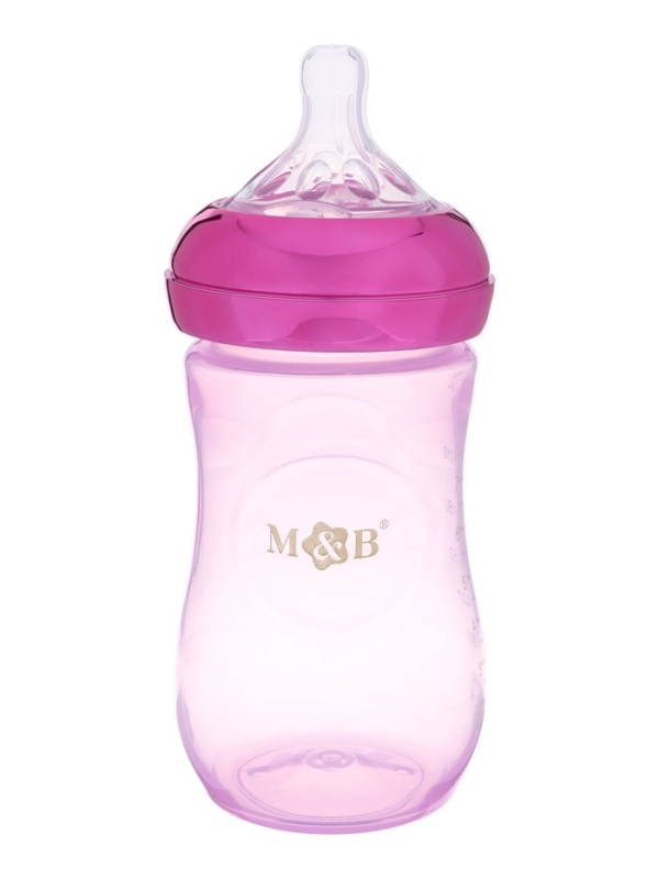 Бутылочка для кормления с наклейками &laquo;Baby&raquo; от 0 мес., 250 мл., цвет фиолетовый, M&B