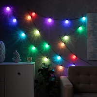 Умная гирлянда &laquo;Нить&raquo; 6 м с насадками &laquo;Пузырьки&raquo;, IP20, тёмная нить, 20 LED, свечение RGB, USB