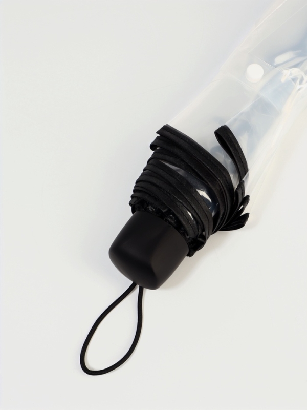 Зонт мех R48/53 8сп 3 сл ПВХ ОДНОТОН круглая ручка черный шильд QF