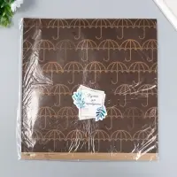 Бумага для скрапбукинга двусторонняя крафт "Домики и зонтики" плотность 180 гр 30,5х32 см