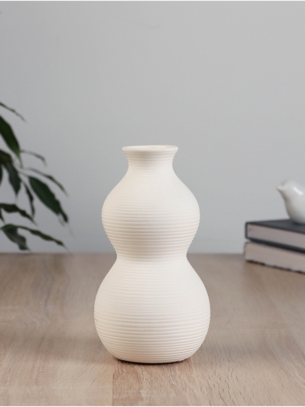 Ваза керамика настольная "Гриневера" геометрия, d-4см, 17х9 см, белый