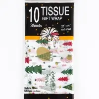 Бумага упаковочная тишью "Зимний лес", белая, 50 х 66 см