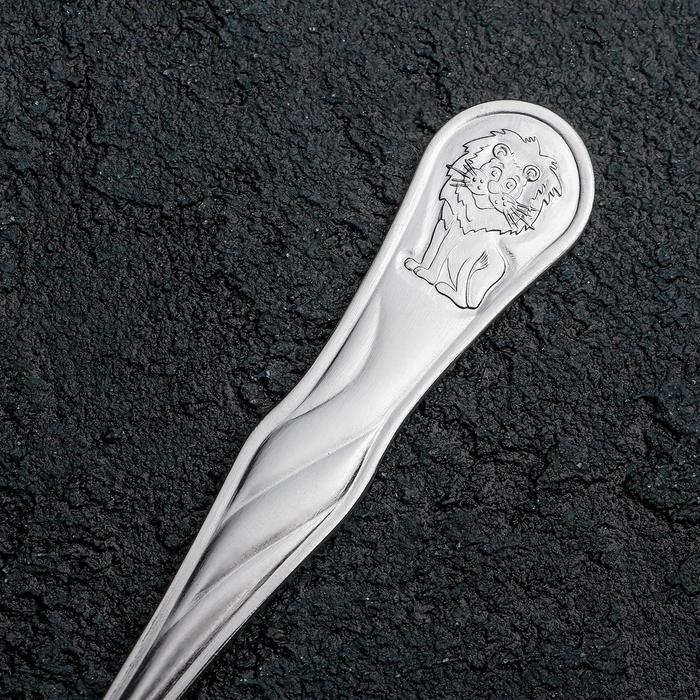 Ложка чайная детская &laquo;Лёвушка&raquo;, h=12,5 см, толщина 1,2 мм, цвет серебряный
