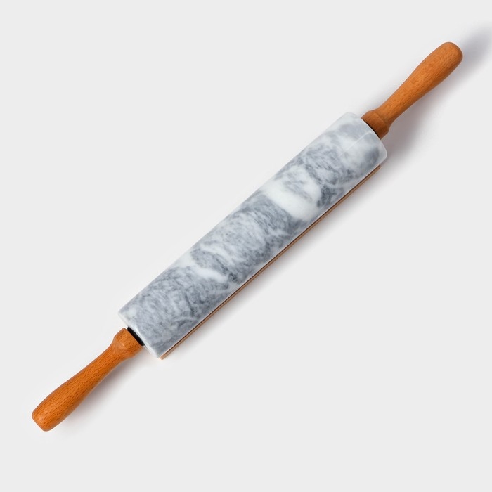 Скалка из мрамора Magistro, с подставкой, 45&times;5 см, цвет белый