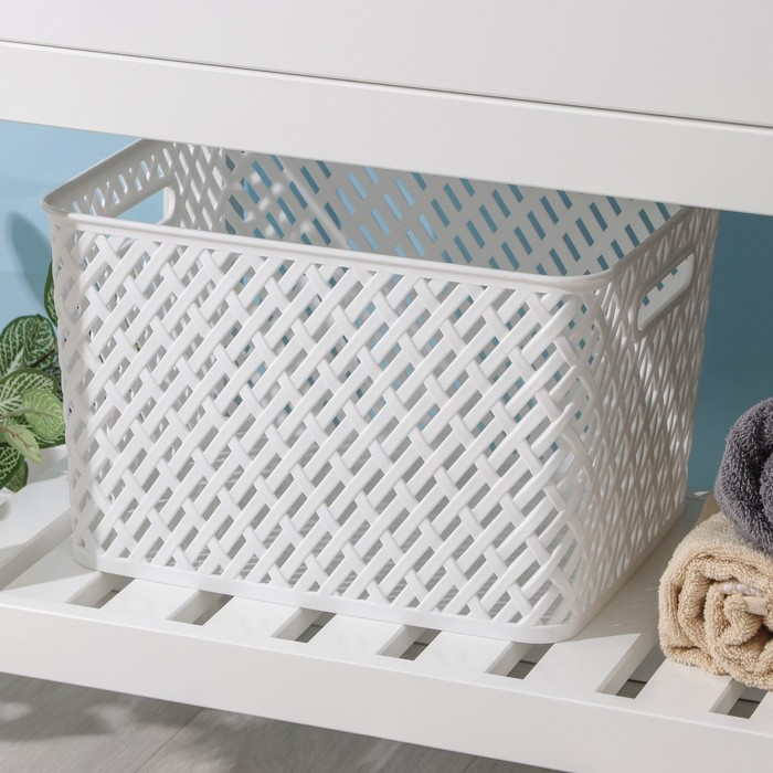 Корзина для хранения &laquo;Плетёнка&raquo;, 34,5&times;30&times;22,5 см, цвет белый