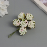 Декор для творчества "Пионы" бело-зелёные (1 набор=1 букет) в букете 6 шт 2,5х10,5 см Декор для творчества "Пионы" бело-зелёные (1 набор=1 букет) в букете 6 шт 2,5х10,5 см