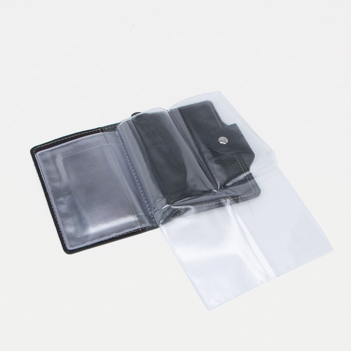 Обложка для автодокументов и паспорта, отдел для купюр, флотер, цвет чёрный Обложка для автодокументов и паспорта, отдел для купюр, флотер, цвет чёрный