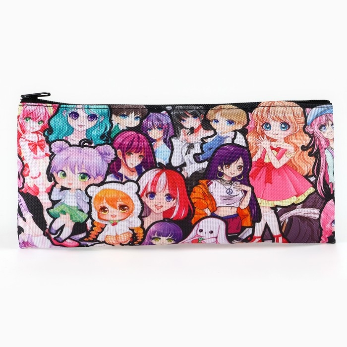 Пенал школьный текстильный &laquo;1 сентября: Стикер аниме&raquo;, 20 х 8 см