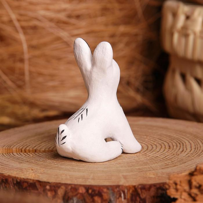 Сувенир &laquo;Зайка&raquo;, белый, серый, 3,5&times;4&times;5,5 см, каргопольская игрушка, микс