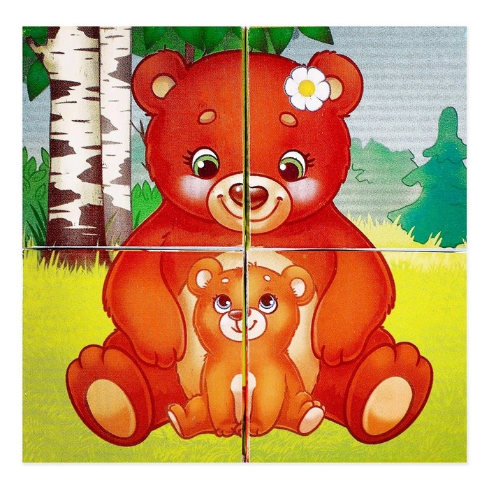 Кубики картонные &laquo;Мамы и дети&raquo;, 4 шт
