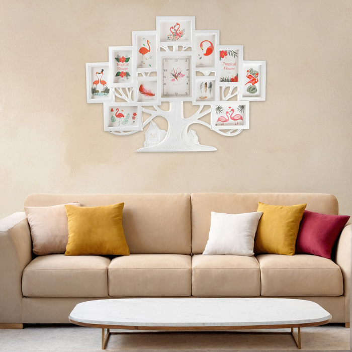 Часы настенные интерьерные, фоторамка - коллаж Часы настенные интерьерные, фоторамка - коллаж "Семейное дерево", бесшумные, 82 х 58 см