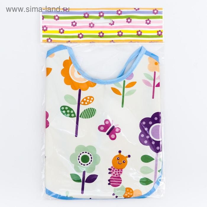 Нагрудник из нетканого полотна с ПВХ покрытием, «Цветы», цвет МИКС Нагрудник из нетканого полотна с ПВХ покрытием, «Цветы», цвет МИКС