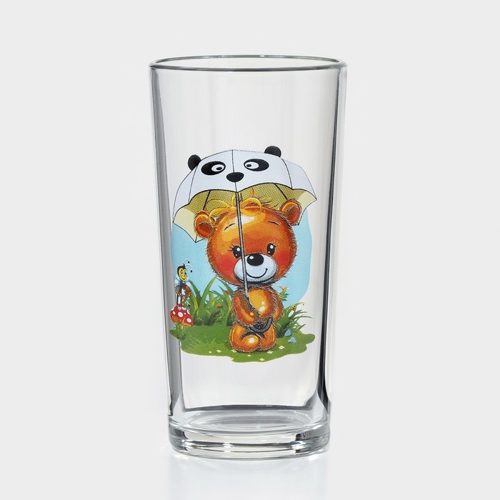 Набор стаканов &laquo;Веселые зверюшки&raquo;, стеклянный, 230 мл, рисунок микс