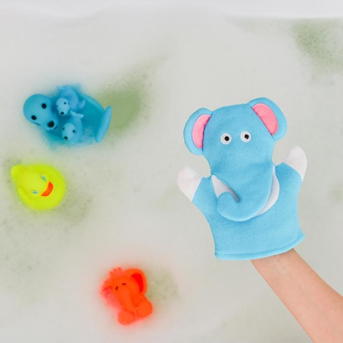 Мочалка - варежка детская для купания Доляна &laquo;Слоник&raquo;, 22 см