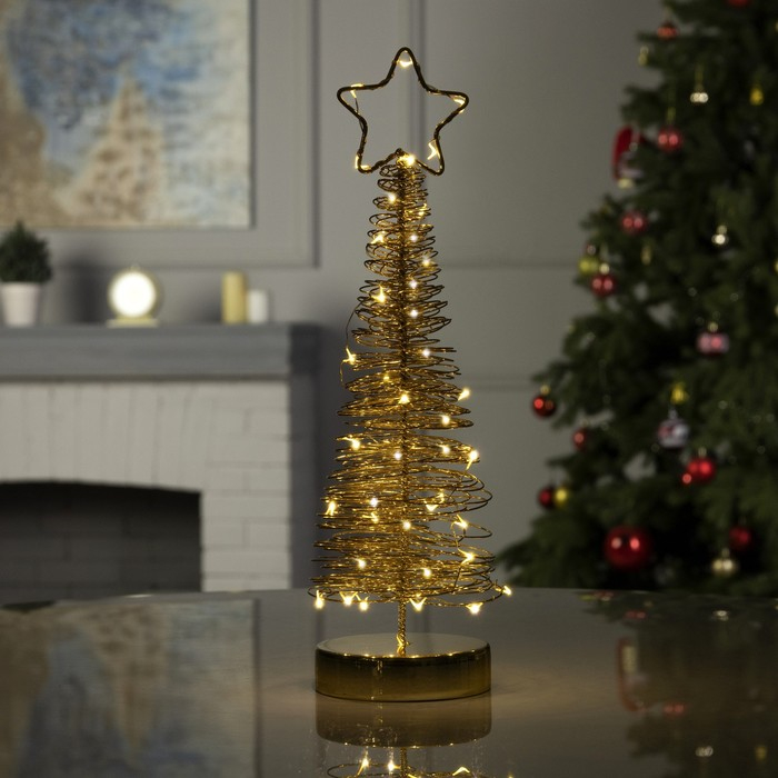 Светодиодная фигура «Ёлка плетёная» 10 × 38 × 10 см, металл, батарейки АААх3 (не в комплекте), свечение тёплое белое Светодиодная фигура «Ёлка плетёная» 10 × 38 × 10 см, металл, батарейки АААх3 (не в комплекте), свечение тёплое белое