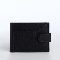 Портмоне мужское на кнопке, отдел для карт, монет, цвет чёрный Портмоне мужское на кнопке, отдел для карт, монет, цвет чёрный