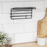 Полка на липучке Доляна, с держателем для полотенец, 19,5&times;9,5&times;8 см, цвет черный