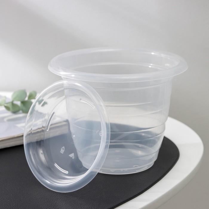 Горшок для орхидей с поддоном, 1 л, цвет прозрачный Горшок для орхидей с поддоном, 1 л, цвет прозрачный