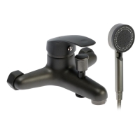 Смеситель для ванны ZEIN Z3839, однорычажный, душевой набор, лейка 5 режимов, графит Смеситель для ванны ZEIN Z3839, однорычажный, душевой набор, лейка 5 режимов, графит