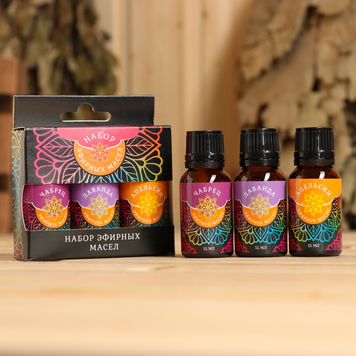 Набор эфирных масел Набор эфирных масел "Релакс" чабрец, лаванда, апельсин 3х15 мл