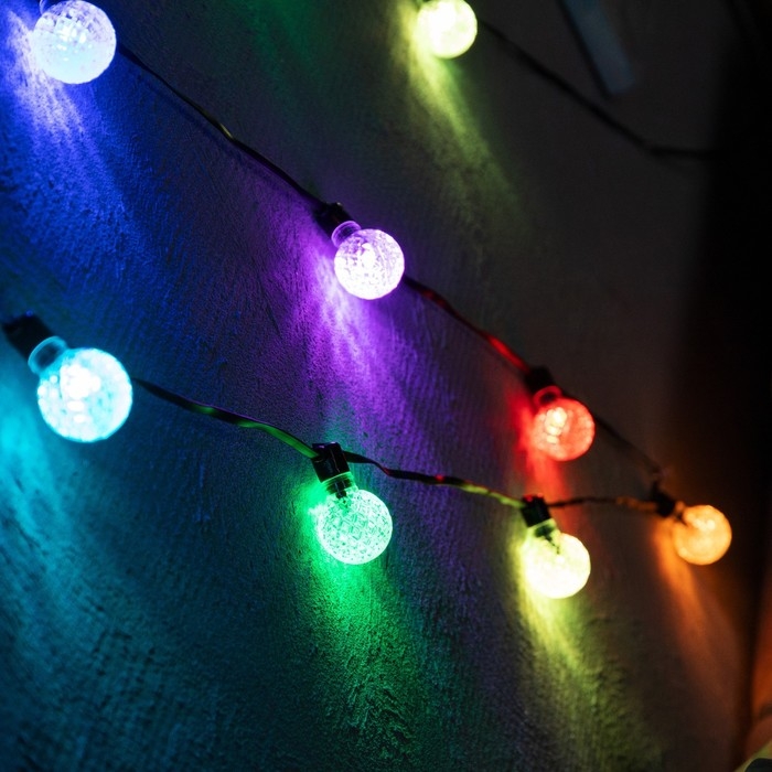 Умная гирлянда &laquo;Нить&raquo; 6 м с насадками &laquo;Калейдоскоп&raquo;, IP20, тёмная нить, 20 LED, свечение RGB, USB