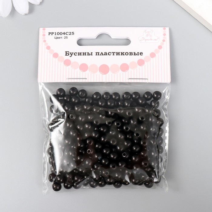 Набор бусин Набор бусин "Рукоделие" пластик, диаметр 6 мм, 25 гр, черный