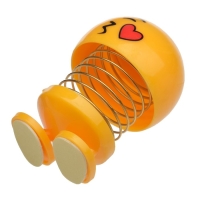 Смайл на пружинке, на панель в авто, сердечко, желтый