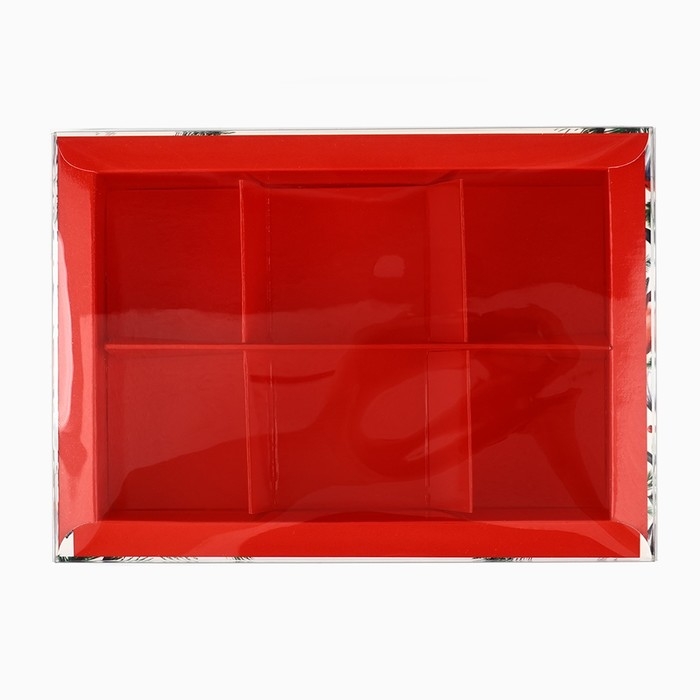 Коробка под 6 конфет с ячейками &laquo;Снегири&raquo;, 10 х 14.5 х 3 см, Новый год