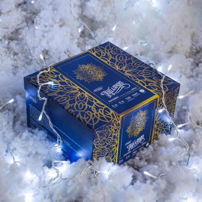 Гирлянда &laquo;Занавес&raquo; 2 &times; 3 м, IP44, УМС, белая нить, 760 LED, свечение белое, 220 В