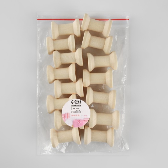 Набор деревянных катушек без покрытия, 15 шт, d = 2 &times; 3 см