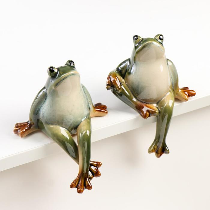 Сувенир керамика "Лягушка" набор 2 штуки 14х10х11,5 см