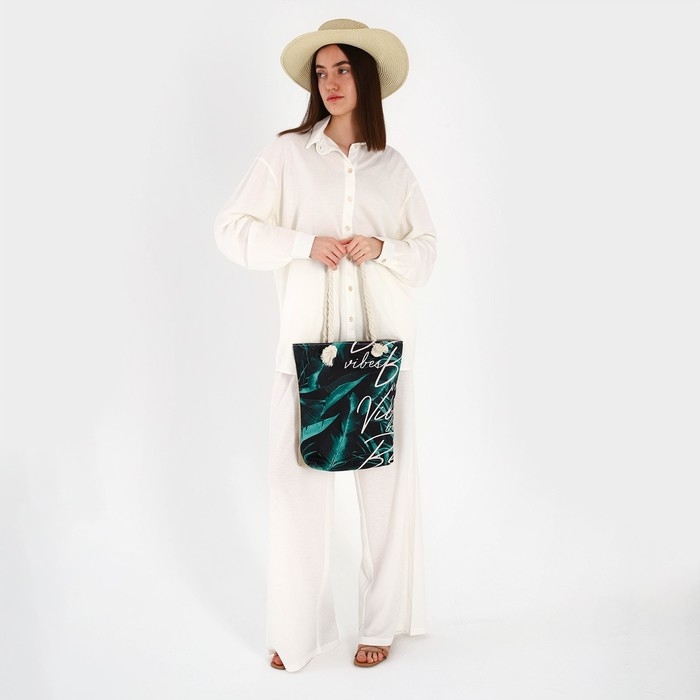 Сумка женская пляжная на молнии, цвет чёрный Сумка женская пляжная на молнии, цвет чёрный