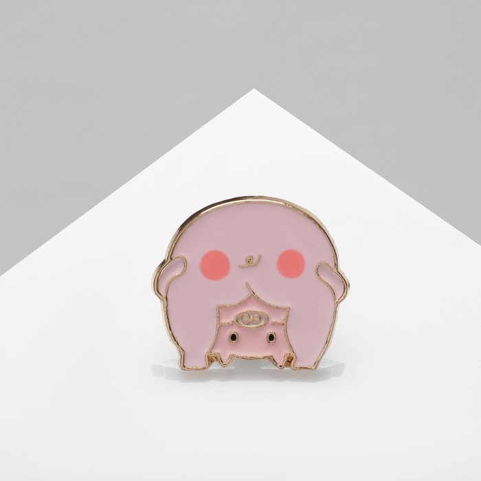 Значок &laquo;Поросёнок&raquo;, цвет розовый в золоте