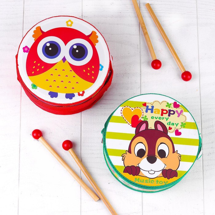 Музыкальная игрушка «Барабан», с рисунком, цвета микс, бумажная мембрана Музыкальная игрушка «Барабан», с рисунком, цвета микс, бумажная мембрана